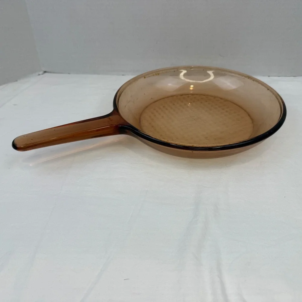 Visions by Corning Amber Glass Skillet 10 Inch Waffle Bottom Frying Pan France